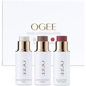 Ogee Sculpted Face Stick (TRIO) Crystal Contour Collection - Certified Organic Bronzer, Blush & Highlighter