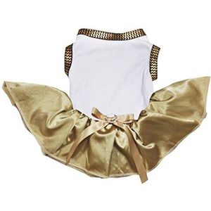 Petitebelle Puppy Hond Kleding Plain Top Jurk, X-Small, Wit Goud