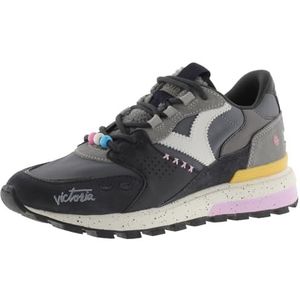 Victoria Luna Nylon Low Tennis & Split Leather Pieces & Serrated Sole 1156109 for Women ANTRACITA 36