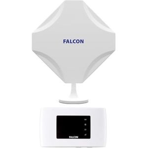 Falcon DIY EVO Mobile 5G mobiele wifi-router met 150Mbit/s (4G), mobiel breedband-internetsysteem, 5G-compatibele MiMo-raamantenne voor campers, caravans, bestelwagens, bus, boot, auto en thuis