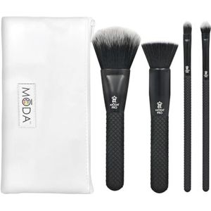 Moda Royal & Langnickel Full Size Pro Complete 5st Make-up Borstel Set met Zakje, Omvat, Poeder, Blender, Concealer en Shader, Zwart