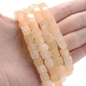 Natuurlijke aquamarijn toermalijn steen vierkante kralen gemengde edelsteen kubus spacer losse kralen voor doe-het-zelf armband ketting sieraden maken - citrien-8 mm ongeveer 48 stuks