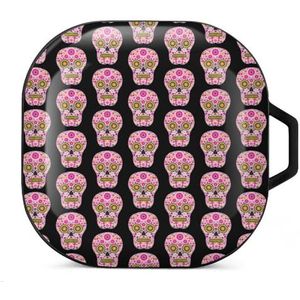 Schedel bloemen oordopjes hoesje compatibel met Samsung hard shell beschermhoes zwart-stijl
