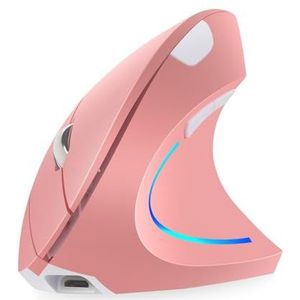 Ergonomic Mouse-PYRIOLHI -2.4G Wireless Dual Mode - Rechargeable Optical Mouse - Wireless Vertical Mouse, Supports Multiple Devices - 4 Adjustable DPI-Dark(Pink)