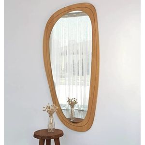 Gozos moderne houten lijst Denia spiegel - Grote wandspiegel met 3 cm brede basis en montagemateriaal inbegrepen - Afmetingen 120 x 57 - Asymmetrische spiegel ideaal als decoratief object