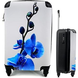 MuchoWow® Koffer - Blauwe Orchidee - Past binnen 55x40x20 cm en 55x35x25 cm - Handbagage - Trolley - Fotokoffer - Cabin Size - Print