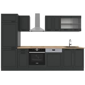 Vicco Keukenblok R-Line, Antraciet Landhuis/Antraciet, 300 cm, AP eiken