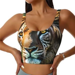 ETASUIOL Sportbeha met Afrikaanse dierenprint voor vrouwen, ingebouwde gewatteerde ondersteuning, perfect voor yoga, hardlopen en fitness, Zwart, S