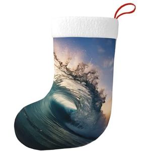 MGGAklp Mooie Oceaan Golven Print Kerst Kousen Snoep Zakken Voor Familie Vakantie Party Kerstboom Decoraties