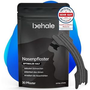 Behale neuspleisters ademen beter - 30 verpakking | Dermatologisch getest | Adem vrij tijdens het slapen & sporten | Anti-snurk neusstrips | Extra sterk & huidvriendelijk, Neusstrips (zwart)