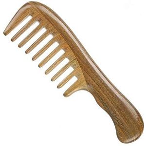 DieffematicSZ kam Haar Kam Wide Tanded Houten Sandelhout Haar Kam Borstel Houten Haarverzorging Spa Massage Haarborstel Styling Tools