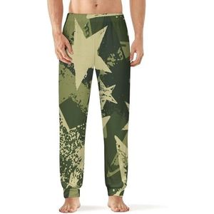 Groene camouflage militaire sterren heren pyjama broek zachte lange pyjama broek elastische nachtkleding broek M