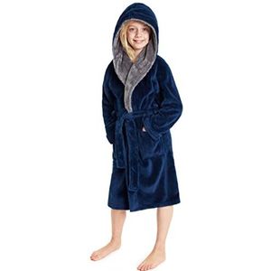 CityComfort Badjas voor jongens, fleece kamerjas met capuchon voor kinderen van 7-14 jaar, Blauw, 11-12 Jaren
