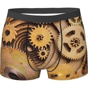EdWal The Clocks Theme Gears print atletisch ondergoed voor heren, ondergoed voor heren, boxerslip, zacht ondergoed, Zwart, XXL