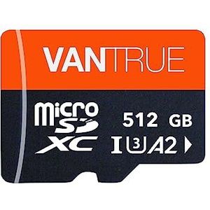 Vantrue 512 GB microSDXC UHS-I U3 4K geheugenkaart met adapter, compatibel met dashcam, smartphone, tablet, actiecamera en bewakingscamera (512 GB)