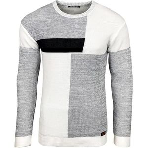Subliminal Mode Herentrui, winter, ronde hals, geruit, meerkleurig, wintertrui, gebreide trui BX52288, 52288 wit, M