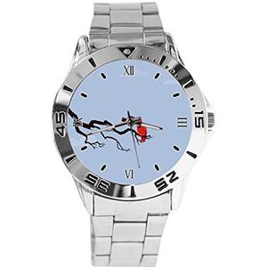 Rode Vogel Mode Dames Horloges Sport Horloge Voor Mannen Casual Rvs Band Analoge Quartz Horloge, Zilver, armband