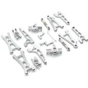 MANGRY Fit for MJX H16 16207 16208 16209 16210 for En Achter Suspension Arm Steering Cup Link Rod Set 1/16 RC auto Upgrade Onderdelen Kit (Size : Silver)