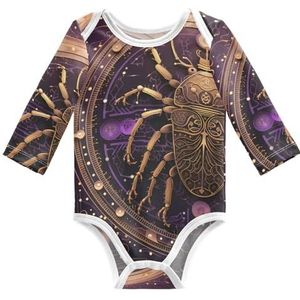 KAAVIYO Bruine abstracte horoscoopkunst baby body lange mouwen katoen bodysuit voor neutrale pasgeborenen 3-24 maanden, Patroon., 3 Maanden