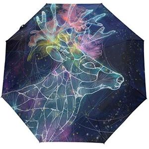 Abstracte herten paarse paraplu winddicht automatisch opvouwbare paraplu's automatisch open sluiten voor mannen vrouwen kinderen