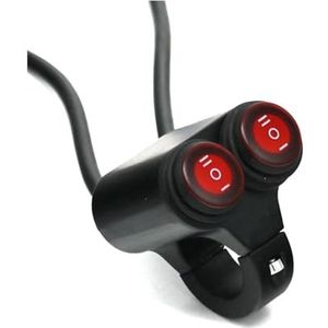 LED Stuurschakelaar Motorfiets Aluminiumlegering Schakelaar 7/8"" Stuur Refit Waterdicht 2 Bedieningsschakelaars Universele Lichtindicator 12V(Red ONOFFON)