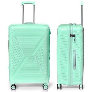 DS-Lux Hoogwaardige reiskoffer, harde koffer, trolley, rolkoffer, handbagage, ABS-kunststof met TSA-slot, 4 spinner-wielen, (S-M-L-set), Groen V3, Large, koffer