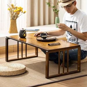 Bamboe thee vloertafel, Japanse thee-salontafel, Japanse Kotatsu-tafel, gemakkelijk schoon te maken, eenvoudig te installeren, L70/79/99 cm, W42 cm, H33 cm