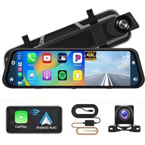 10"" Dashcam 4K 3840 * 2160P Auto DVR Carplay Android Auto GPS 5G WIFI AUX Stream Achteruitkijkspiegel Dashcam Camera Drive Recorder FM(4K-10M 1080P-BL-GPS)