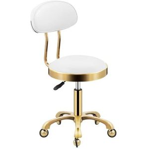 JAVPTAV Kruk met rugleuning, draaibaar, hydraulisch, van metaal, robuust, voor woonkamer, massage en kantoor, verstelbare en comfortabele zitting met wielen (E)