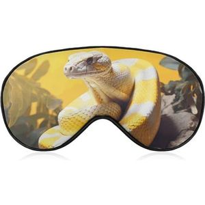 Python slaapmasker, geel en wit, lichtblokkerend oogmasker, comfortabel en zacht, oogbedekking met elastiek, geschikt voor mannen en vrouwen, geschikt voor reizen en slapen