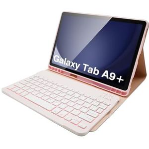 Toetsenbordhoes Voor Samsung Galaxy Tab A9 Plus 11 Inch (SM-X210/X216/X218) - Draadloos, Afneembaar Toetsenbord Met Achtergrondverlichting, Hoes Met Penhouder,Roze