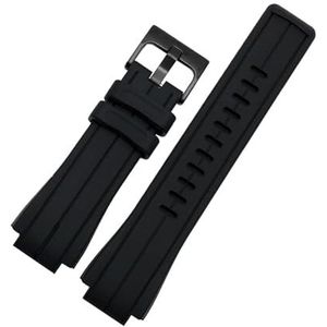 LUGEMA 24 * 16mm Siliconen Rubber Horlogeband Compatibel Met Timex TMS Horlogebandje T2N720 T2N721 TW2T76300 Waterdichte Band Bolle Interface Armband (Color : Black black B, Size : 16MM)