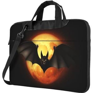 Xzeit Halloween vleermuis Laptop Tas voor Vrouwen Mannen 15.6 inch Computer Sleeve Zakelijke Reizen Aktetas Messenger Bag, Zwart, 14 inch