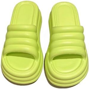 Sandalen, Women's Height Increasing Summer Slippers, Thick Bottom Comfortable Indoor Outwear One Word Drag Slippers voor dames(Green,40 EU)