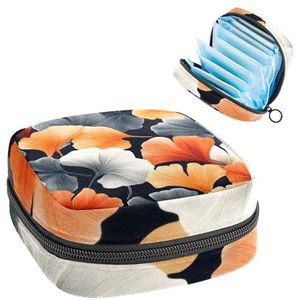 Opbergtas voor maandverband, Ginkgo bladeren naadloze textuur draagbare menstruatie pad tas, inlegkruisjes tampons maandverband opslag houder voor vrouwen school kantoor