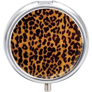 Cool Cheetah Leopard Pillendoosje Leuke Ronde Pil Case Draagbare Geneeskunde Tablet Vitamine Houder Organizer voor Portemonnee Pocket