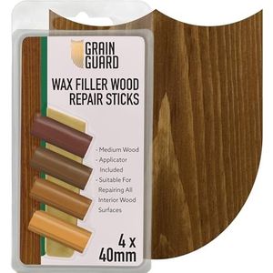 GLEAN GUARD Wasvuller Hout Reparatiesticks | Middel hout | 4x40mm | Meubelreparatieset | Geschikt voor Meerdere Oppervlakken: Hout, Kunststof, Harde Materialen | Kleur Mengbaar voor Perfecte Match