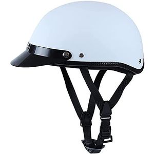Duitse stijl motorfiets halve helm, heren en dames retro motor open helm DOT goedgekeurde schedeldop voor scooter Street Cruiser bromfiets ATV-helm (50~58cm) Decoration