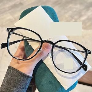 NOVESIXTDAT Oversized leesbril, verlicht vermoeidheidsverschijnselen, ronde anti-blauw licht computerlezer, ovale platte lichtspiegelbril (kleur: zwart-zilver, maat: +0,00)