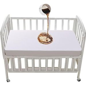Waterdichte reiswieg matrasbeschermer 95 x 65 witte peuter matrashoes 97x67 cm babylakens 65 x 95 cm, ademend, zacht, wasbaar voor babybed (95x65x15cm)