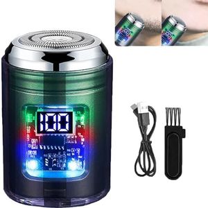 Portable Powerful Visual Digital Display Electric Shaver, Mini Portable Electric Shaver, Mini Electric Shaver, Transparent Waterproof Shaver With Led Light for Men (Dual-Ring Blade Net - Green)