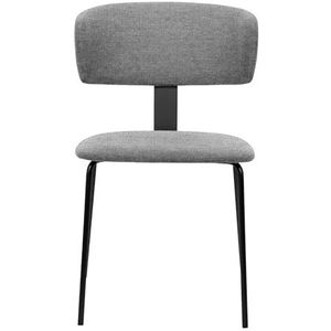 Glam_ee Line 3 stoel, design stoel voor keuken, bar, restaurant, met antraciet gelakt metalen frame, zitting en rugleuning in grijze stof