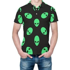 Green Alien Heads heren shirt met korte mouwen golfshirts normale pasvorm tennis T-shirt casual zakelijke tops