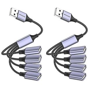 MOGOOD USB Splitter 4 in1 USB Kabel USB Hub USB naar USB Adapter USB Splitter met meerdere aansluitingen USB naar 4 USB Jack Multi Port Kabel Converter USB Power Extension Cable voor PC/Car/TV