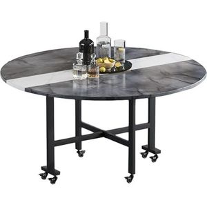 Opklapbare Eettafel, Gevallen Bladtafel, Met Universele Wielen, Ruimtebesparende Houten Ronde Keukentafel Met Gevallen Blad, Klaptafel, Ontwerp Met Ronde Randen (Color : Color 1, Size : 120x75CM)