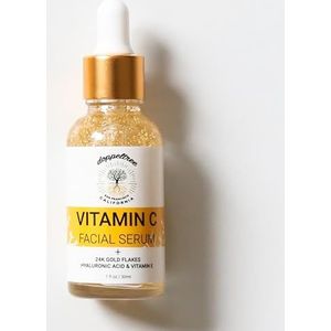 Serum Vitamine C Gezicht 20%, Vitamine C gezichtsserum met 24K goud, hyaluronzuur, vitamine E - Compatibel met Dermaroller, Anti-aging, Veganistisch | Geformuleerd in San Francisco