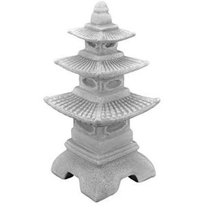 gartendekoparadies.de Steenlamp in de vorm van een pagode Japanse stenen lantaarn, H. 46 cm, 14 kg, grijs, vorstbestendig van gegoten steen voor buiten