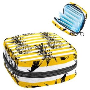 Opbergtas voor maandverband, menstruatiecup zakje, menstruatiezakorganizer voor vrouwelijke pads tampons, tropische zomerstreep ananas