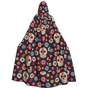 WURTON Halloween Kerstfeest Mexicaanse Schedel Print Volwassen Hooded Mantel Prachtige Unisex Cosplay Mantel