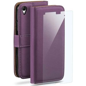 moex Hoes voor mobiele telefoon voor Sony Xperia Z3 - hoes met kaartenvak, geldvak en standaard, klaphoes, PU lederen boekenhoes en beschermfolie - lila